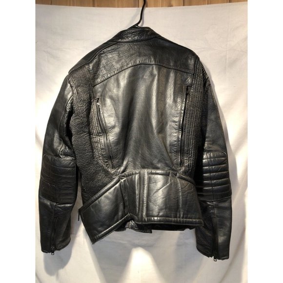 Vintage 4Star Leather Jacket Biker Moto Flight Bomber Jacket Armored Sz 44 - Picture 4 of 11